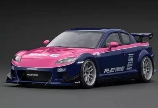【中古】ミニカー 1/18 Mazda RX-8 (SE3P) RE Amemiya(ブルー×ピンク) [IG3181]
