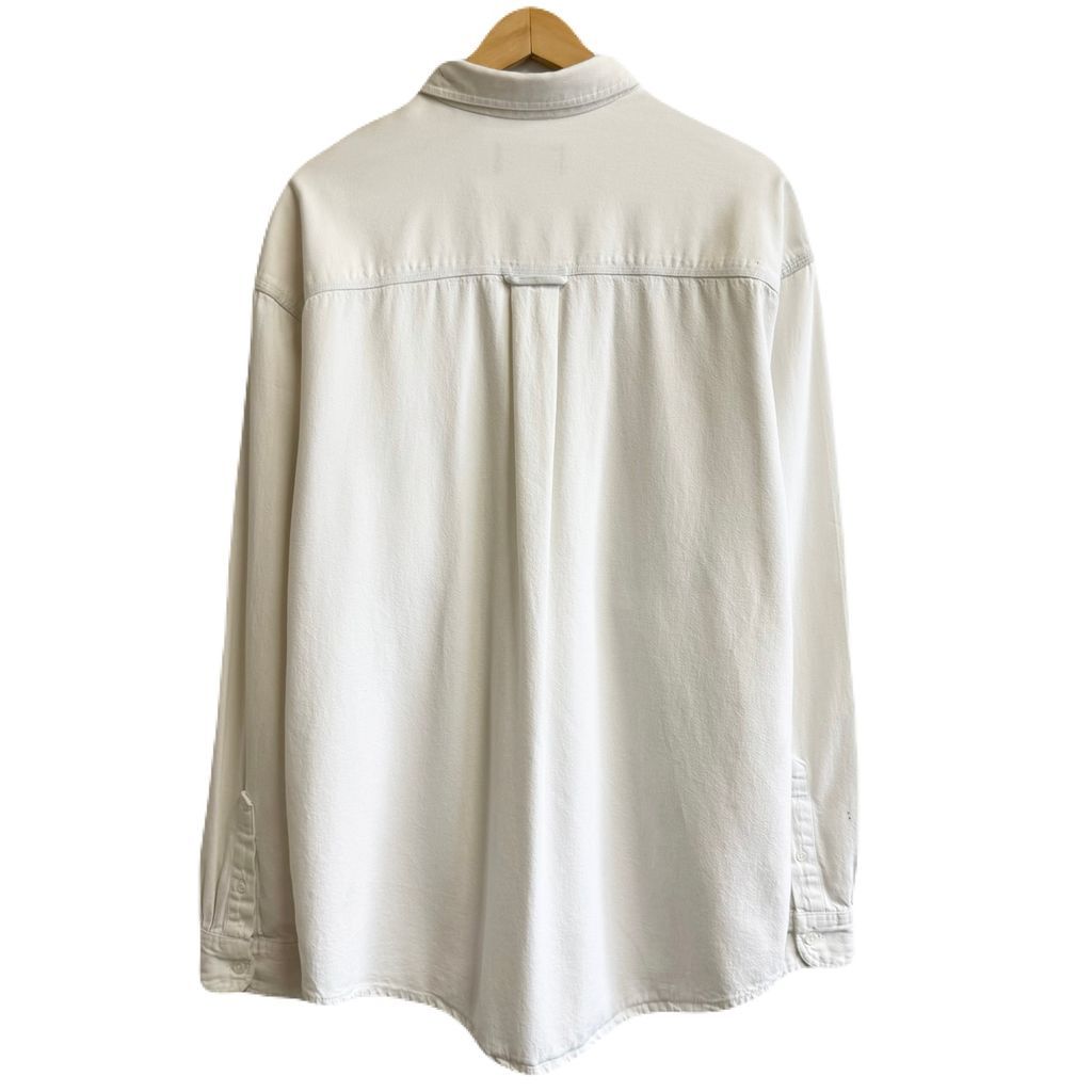 Eddie Bauer エディーバウアー リメイク ウエスタンシャツ デニムシャツ コットンシャツ ポケット付き 長袖シャツ 白 XLサイズ No.H245