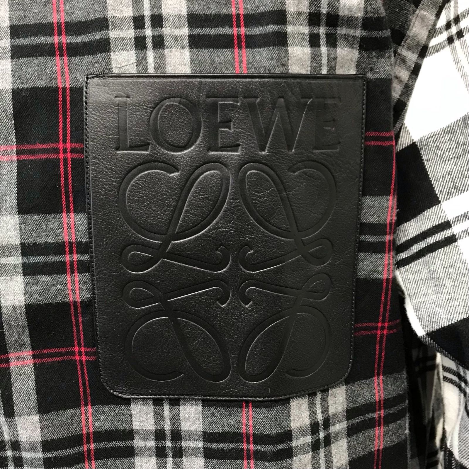 LOEWE パッチワーク オーバーサイズ シャツ　Lサイズ ロエベ パッチワーク オーバーサイズフランネルチェックシャツ