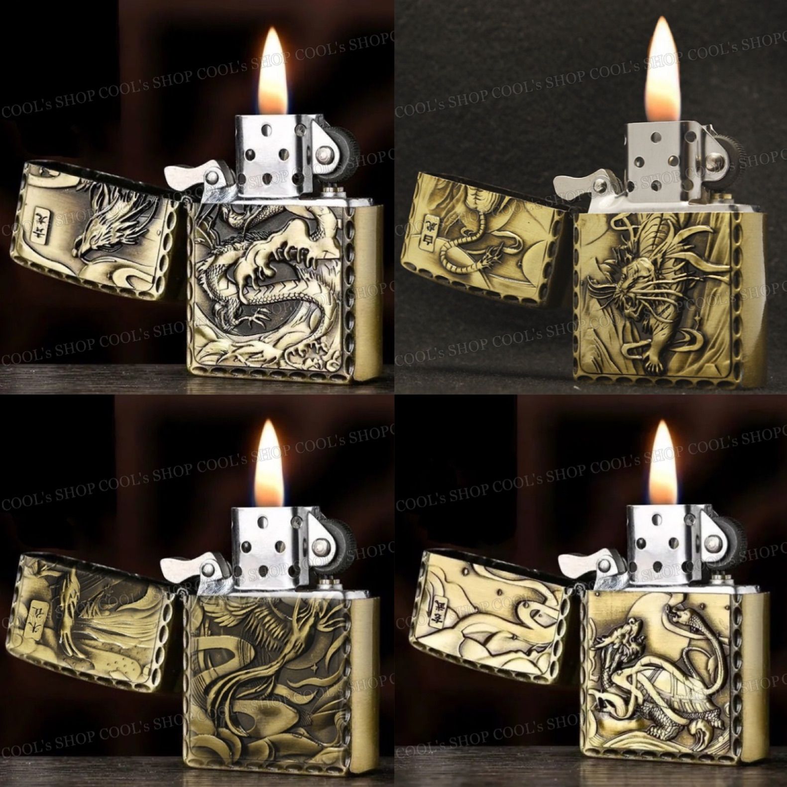 四神 リューター加工 デザイン オイルライター 4点セット ZIPPO