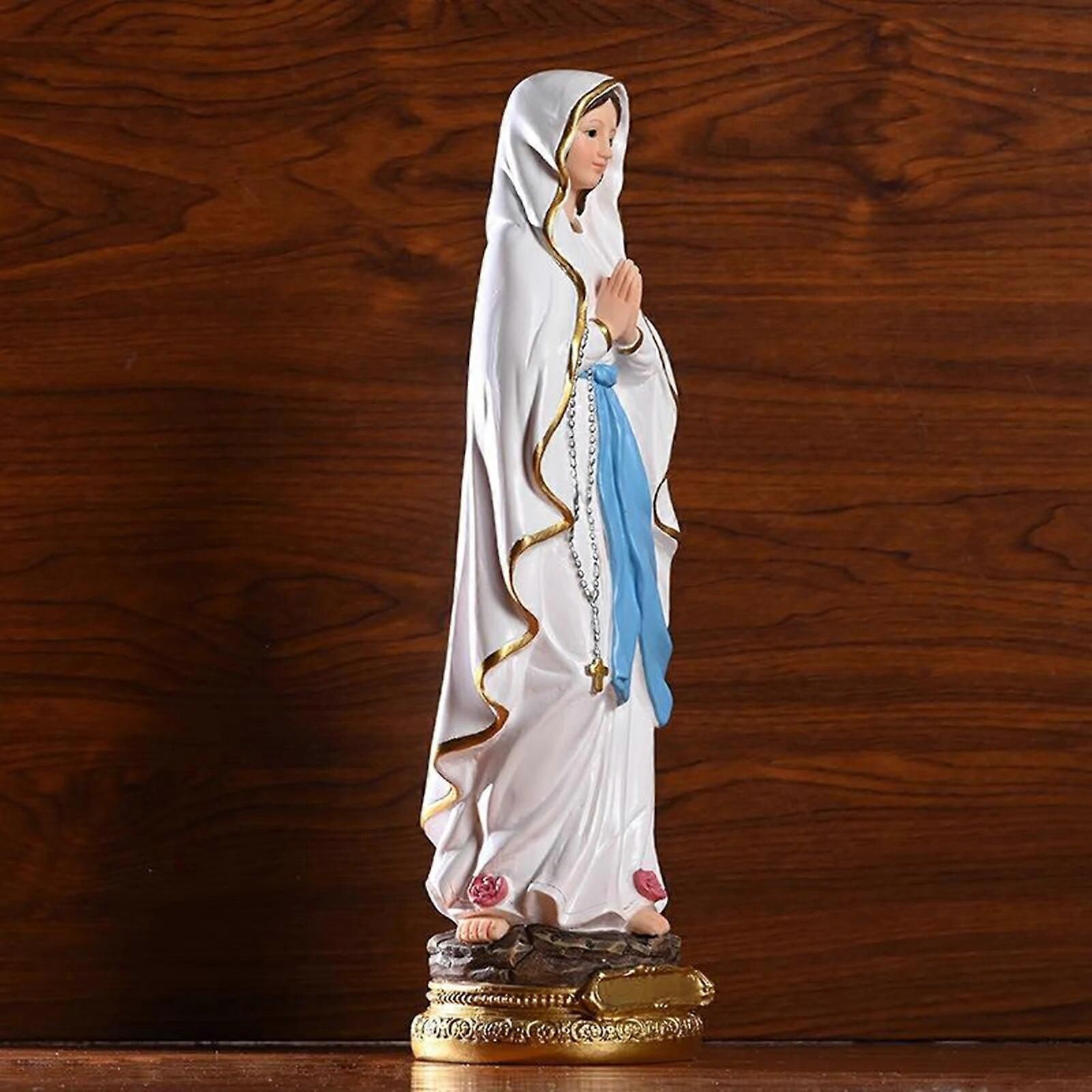 ローマカトリック彫刻樹脂卓上像装飾置物図ルルドの聖母聖母像高さ30cm