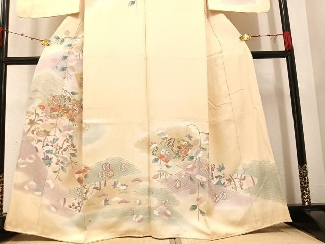 平和屋着物○創業460年・千總 訪問着 駒刺繍 絞り 地紙