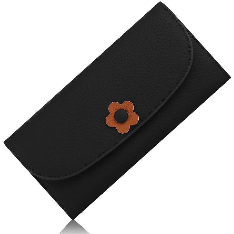 【新着商品】[ArtsEye] 本革の長財布三つ折りレディース大容量財布RFIDブロック機能付き (6772-black)