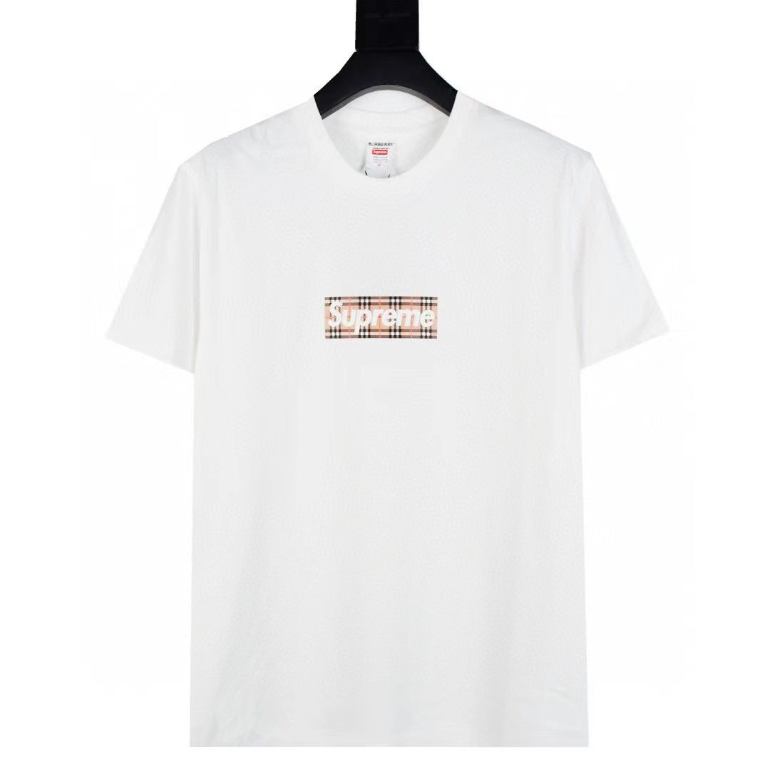 supreme x burberry box logo tee 半袖Tシャツ男女兼用