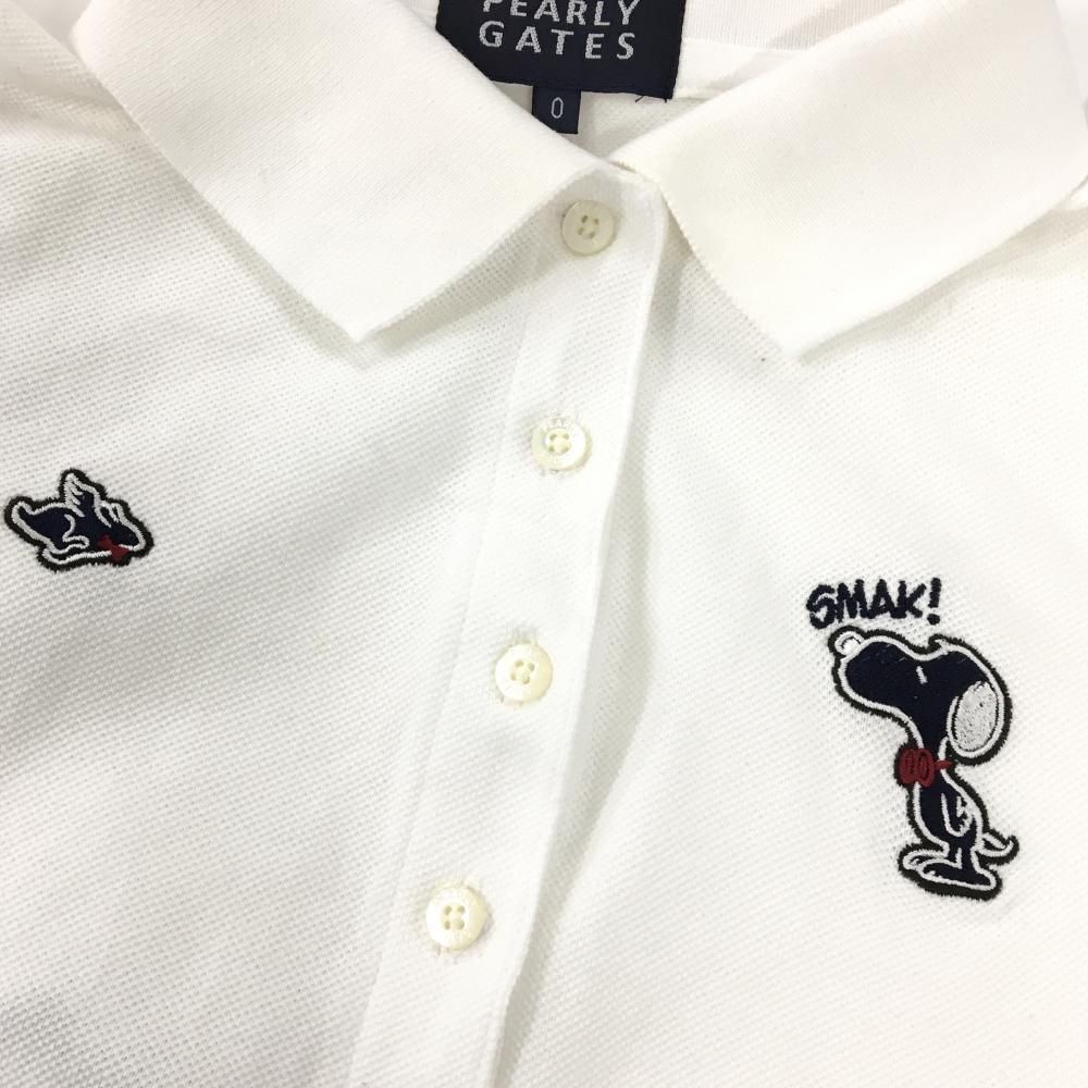 超美品】パーリーゲイツ×PEANUTS 半袖ポロシャツ 白×ネイビー