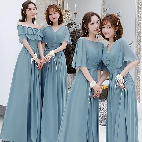 4タイプ ブライズメイド ドレス ロング 結婚式 リゾートワンピ ブライズメイドドレス 発表会 ドレス 大人 お揃いドレス パーティー
