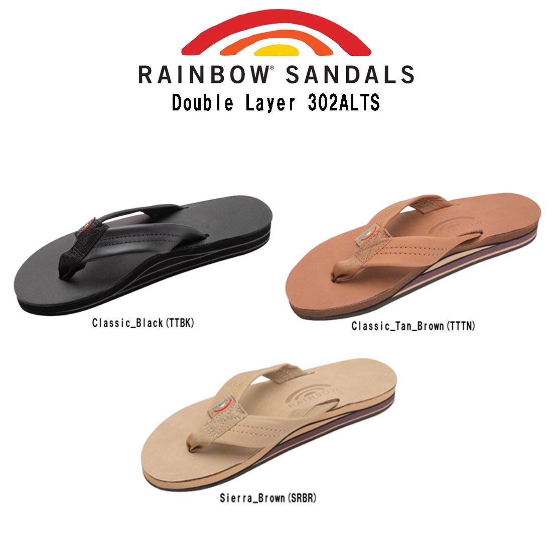 RAINBOW SANDALS レインボーサンダル レディース ビーチサンダル スリッパ サーファー レザー ダブルレイヤー 厚底 Double Layer 302ALTS