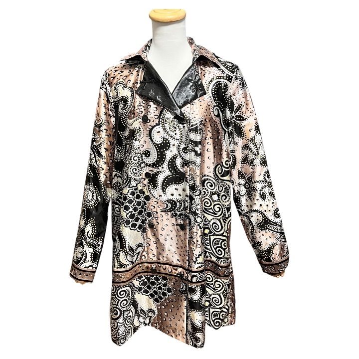 LEONARD レオナール シルク混 ナイロン 総柄 ロングシャツ サイズ38
