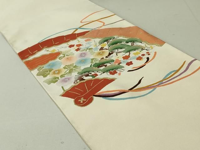 平和屋着物○爪掻き本綴れ 八寸名古屋帯 兎丸文 金糸 正絹