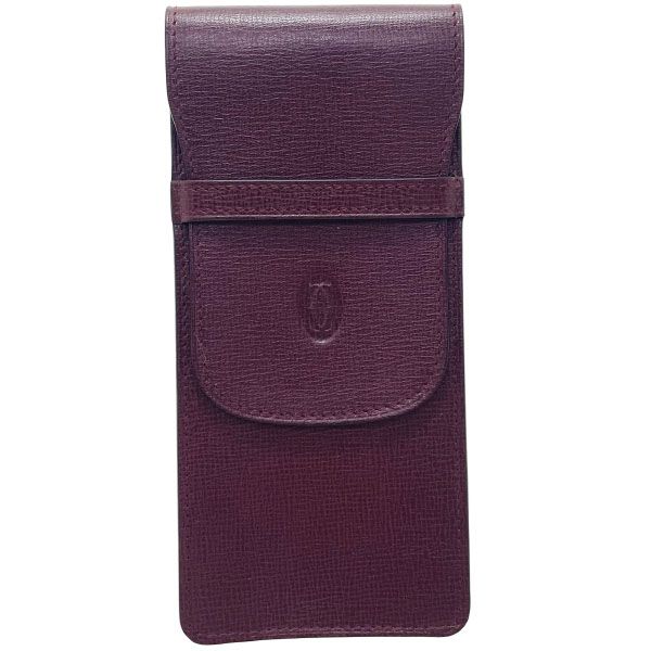 カルティエ メガネケース マストライン 眼鏡ケース レザー 革 ボルドー ワインレッド Cartier 2C めがねケース サングラスケース アイウェア用品 アイウェア小物 き