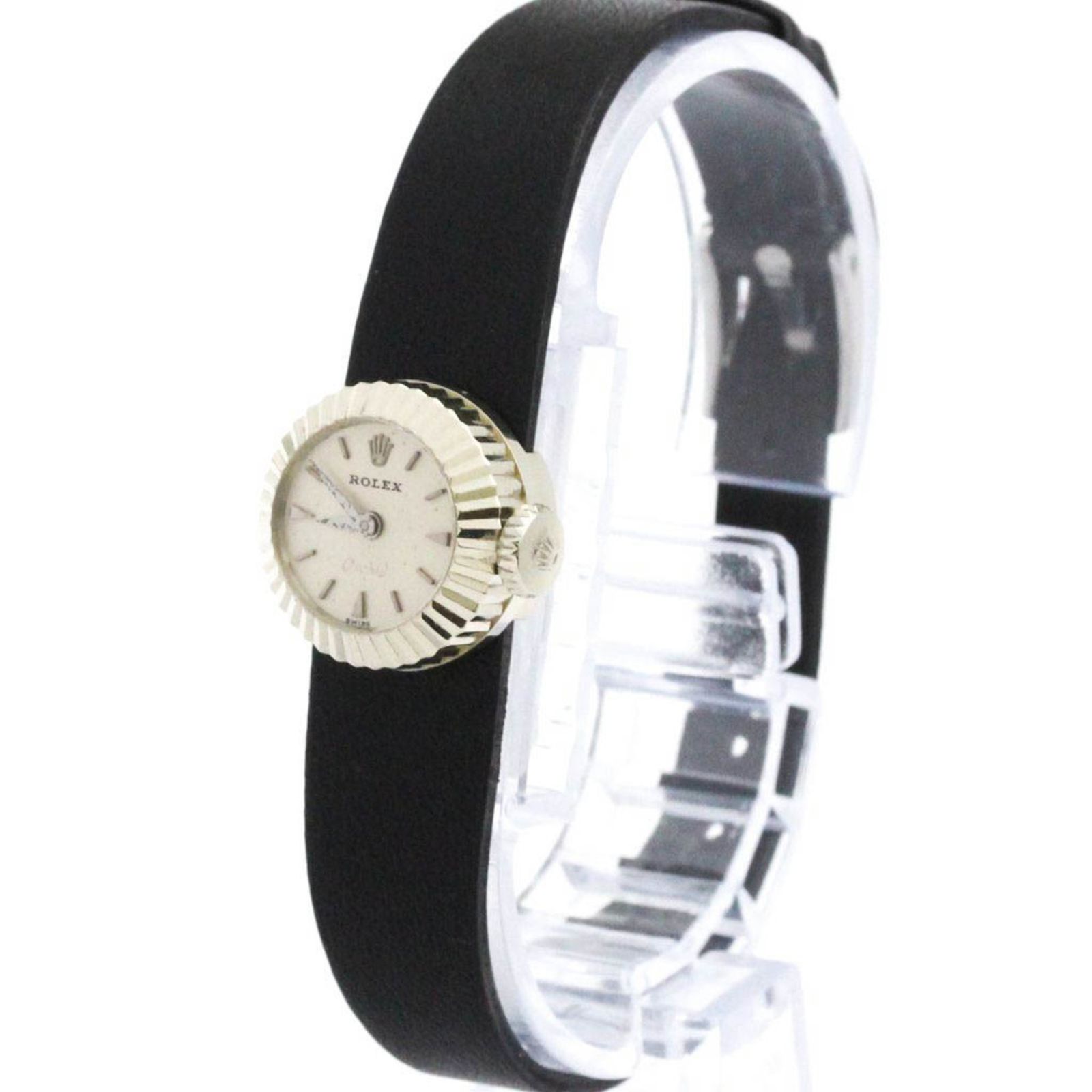 ロレックス ROLEX オーキッド K18 ホワイトゴールド レザー 手巻き レディース 時計