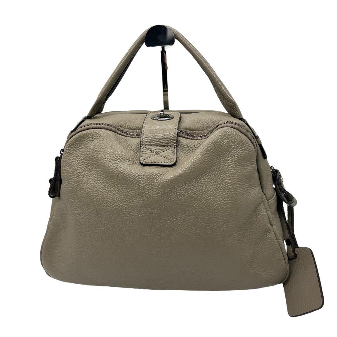 良品 1328 ヘイニ ロシェ ハンドバッグ 2way シボ革 グレージュ