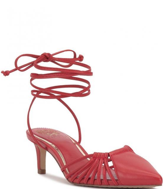 【送料無料】 ヴィンスカムート レディース ヒール シューズ Kota Leather Ankle Wrap Kitten Heel Pumps Salsa
