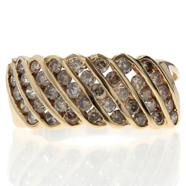 18金YGとブラウンダイヤリング K18YG イエローゴールド リング ダイヤモンド 1.00ct ラウンド