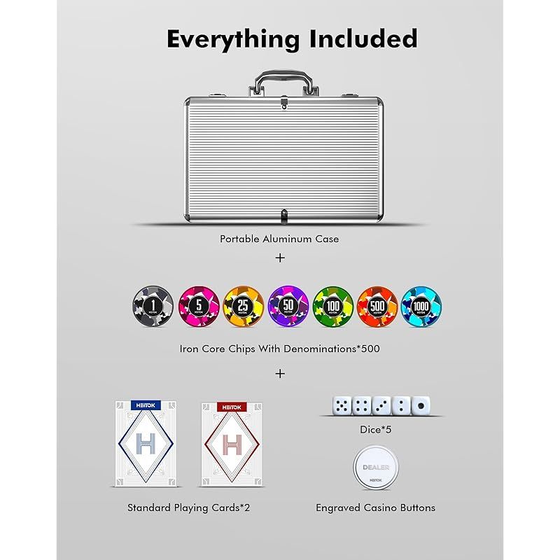 HEITOK ポーカーチップ500枚セット！ Amazon | HEITOK ポーカーチップ 500枚 カジノ 14g クレイ