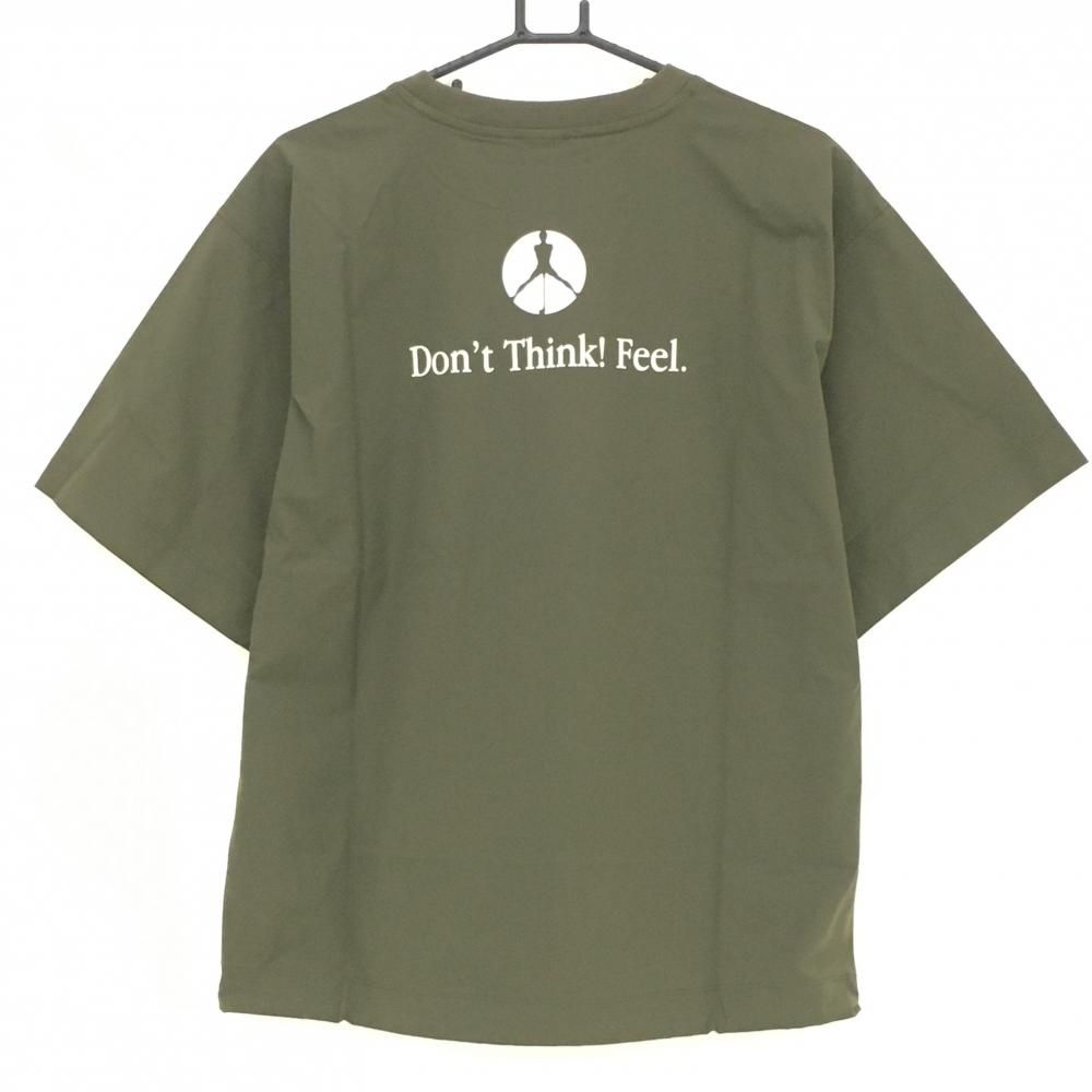 Tシャツ カーキ×白