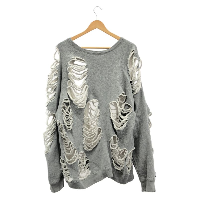 中古】JUN NAKAYAMA DISTRESSED CREWNECK L/XL グレー ジュンナカヤマ 