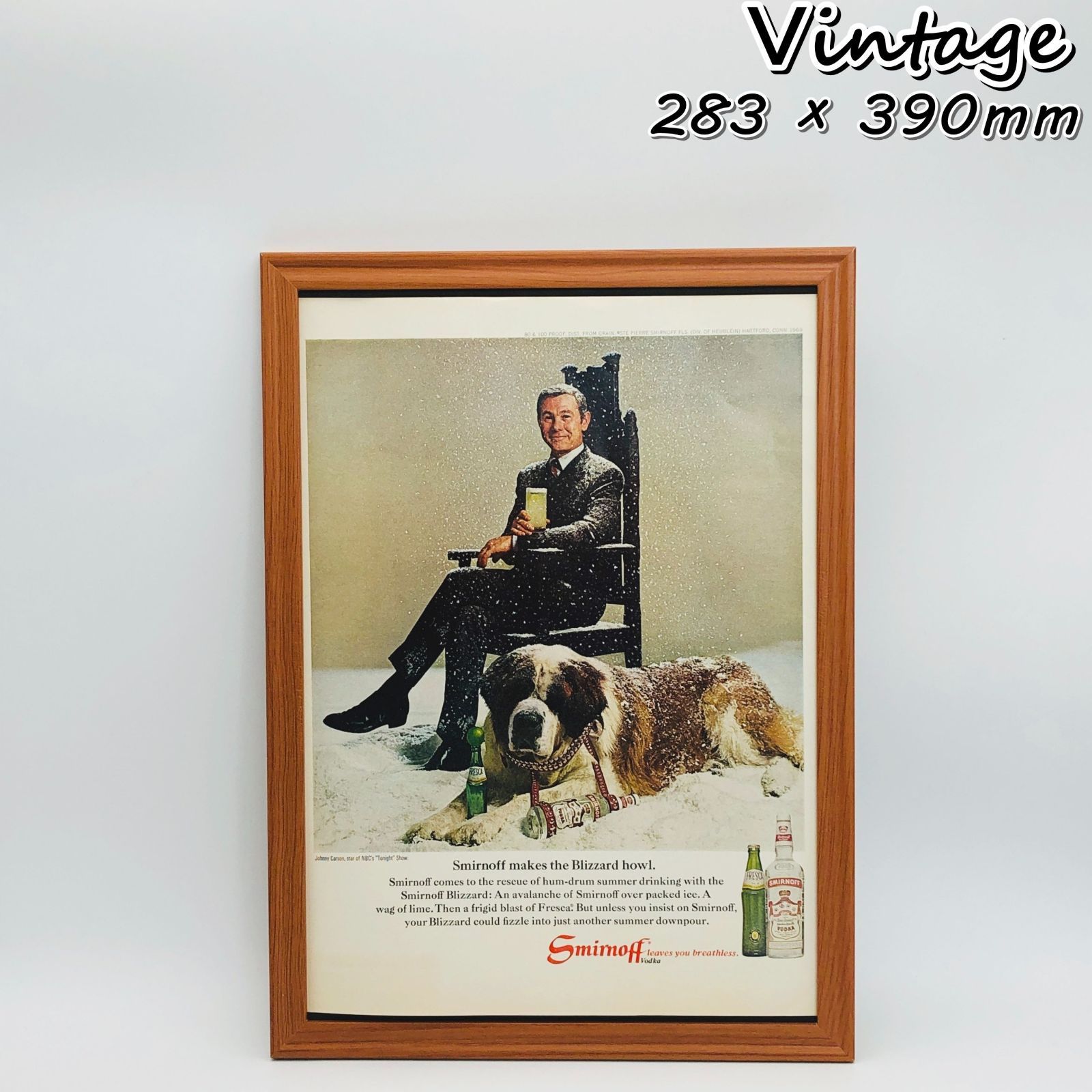 ビンテージ 広告 ポスター スミノフ ウォッカ (Smirnoff)1960's 額付