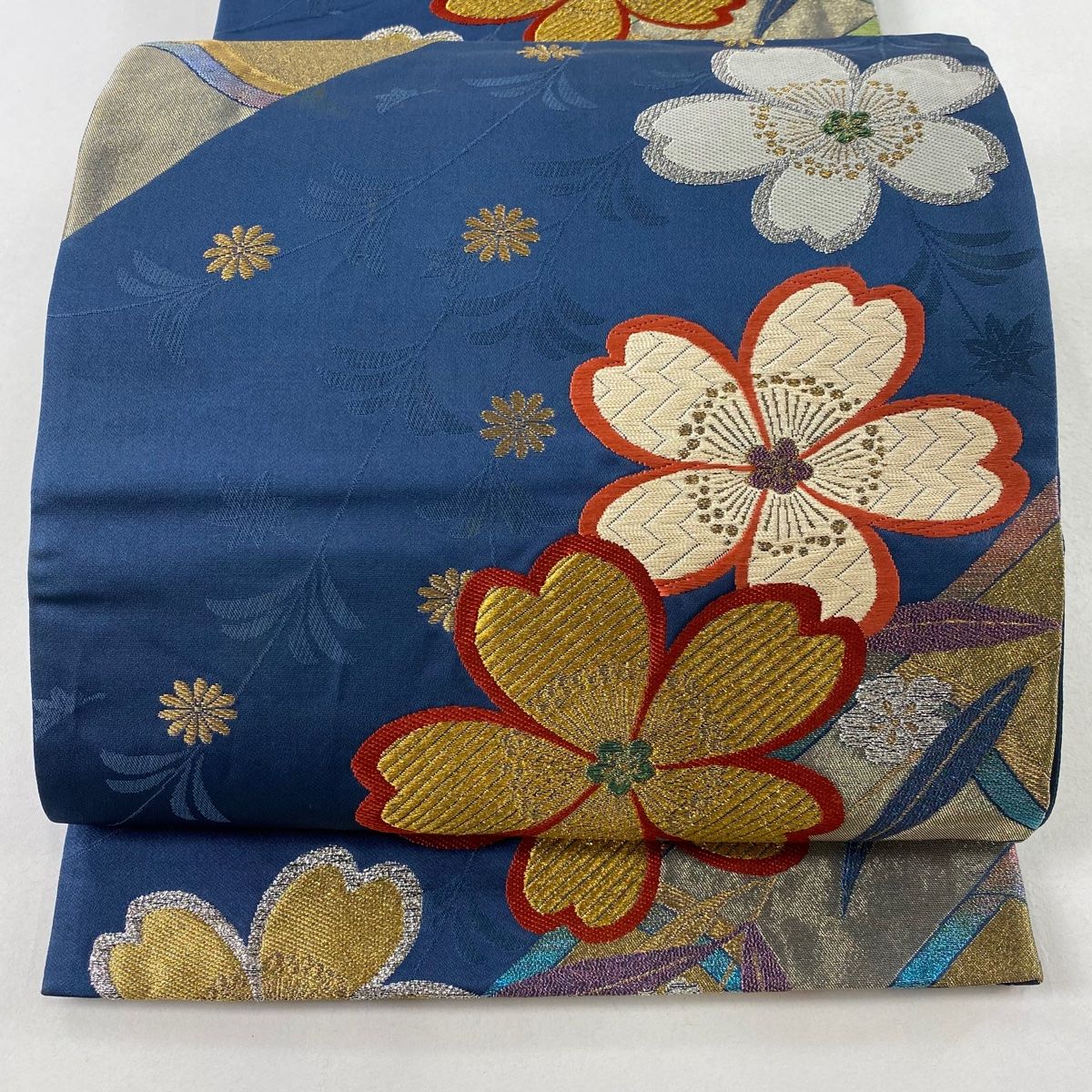袋帯 【超美品】 リバーシブル 六通 青 紫 桜 正絹 袋帯 秀品 桜 波頭 箔 青紫 六通 正絹 【中古】 - メルカリ