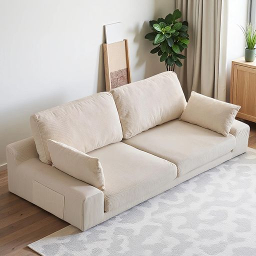 ソファー 2人掛け 肘付き 天然木脚 幅約110cm 簡単組み立て 2WAY