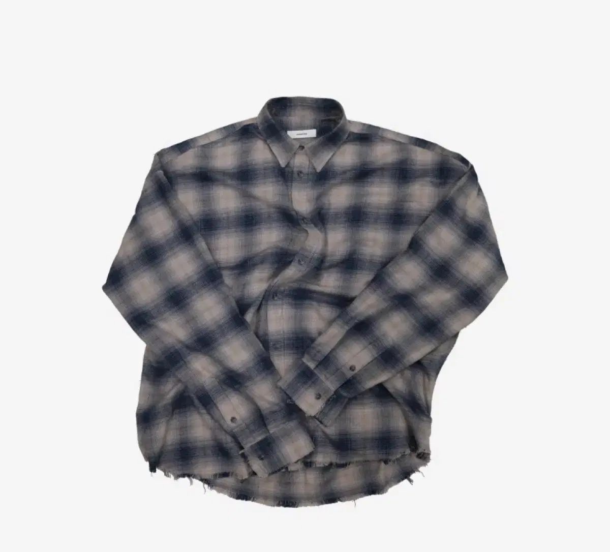 2 Nonnod フレキシブル シャーリング シャツ チェック柄 ブルー グランジ