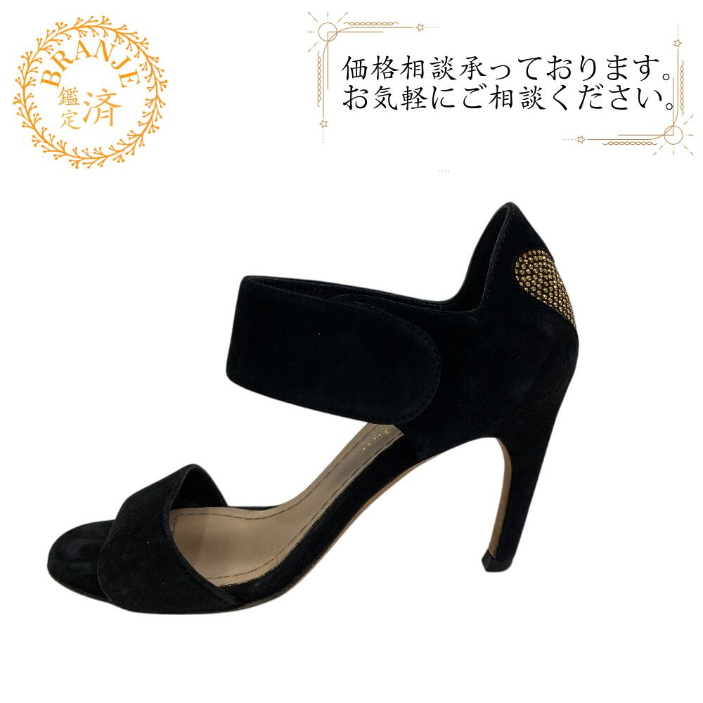 ５％OFF フォロワークーポン Dior ディオール ハートスタッズ スエード ベルベット ラインストーン パンプス ブラック レディース おすすめ 人気