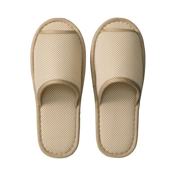  (まとめ) TANOSEE ウォッシャブル メッシュスリッパ ベージュ 1足  