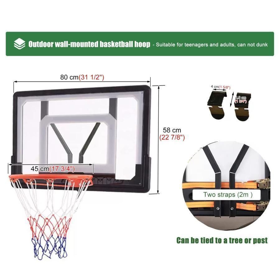 バスケットゴール フェンス|電柱|ポスト用に壁に取り付けられたバスケットボールフープ 屋内屋外スポーツの十代の若者たちのバスケットボール板 よくで