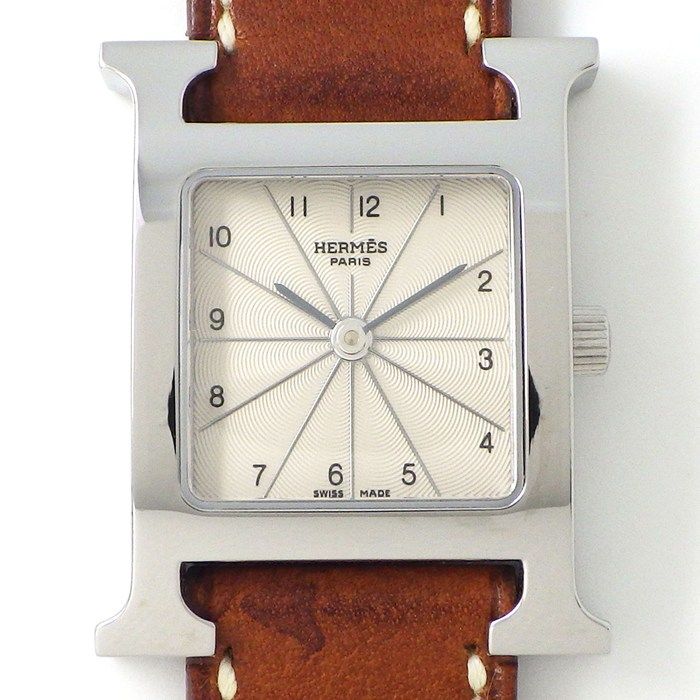 HERMES アナログ時計 シルバー/ブラウン HERMES エルメス ウィンザー ウォッチ 腕時計 シルバー ゴールド