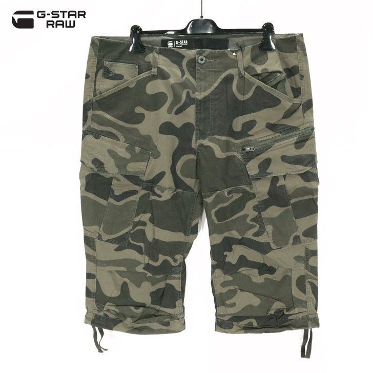 60％オフ 新品 正規品 ジースターロゥ G-Star RAW パンツ 40 メンズ 5Lサイズ カーキ柄 七分丈 5ポケット コットン ストレッチ 迷彩柄 カーゴパンツ ROVIC-R CAMO 3/4 D02159-7780-6195