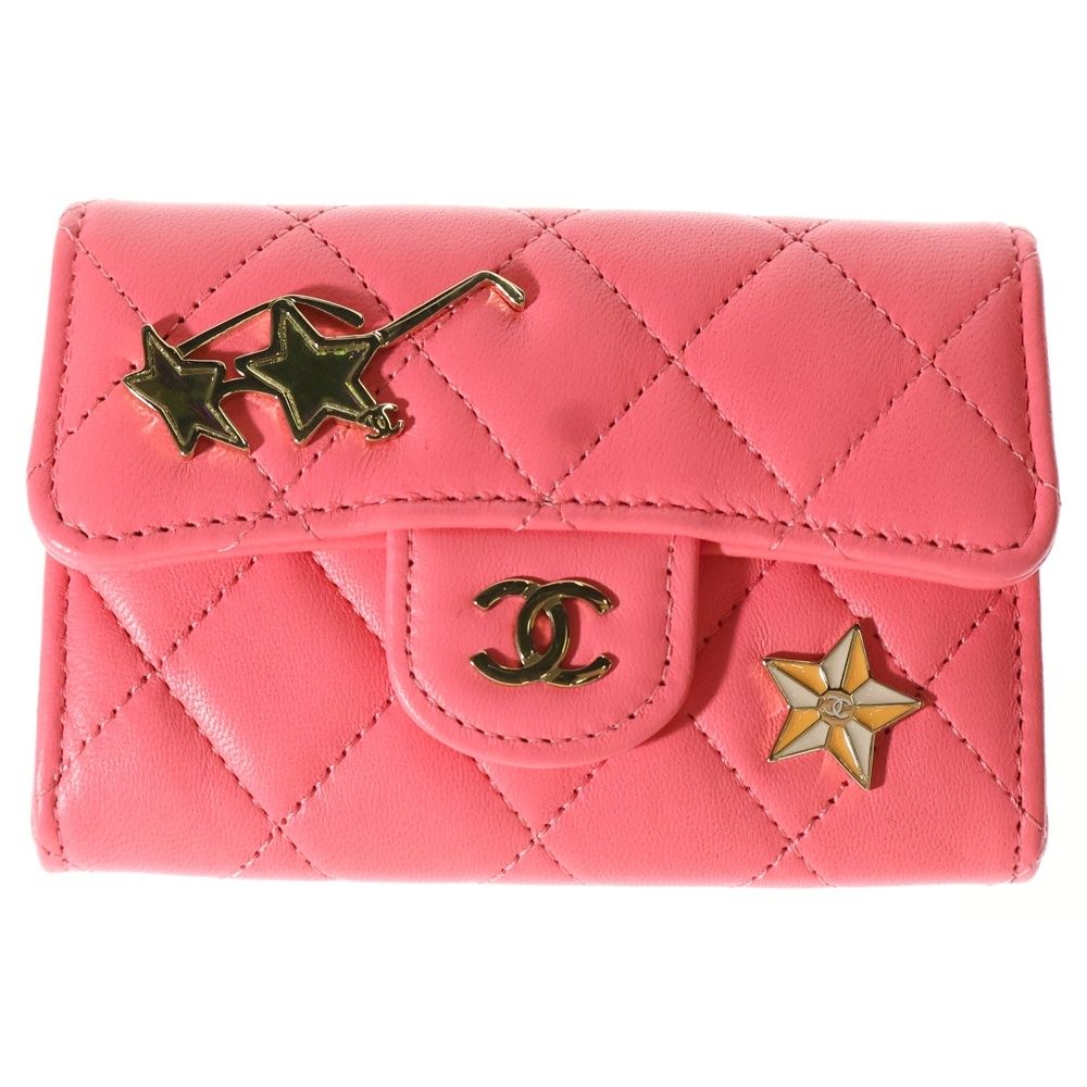 CHANEL シャネル ココマーク クルーズ マトラッセ フラップカードケース レザー ピンク