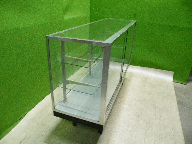 NISSIN】W151cm ガラスのショーケース 棚2段 カギ無し 照明無し