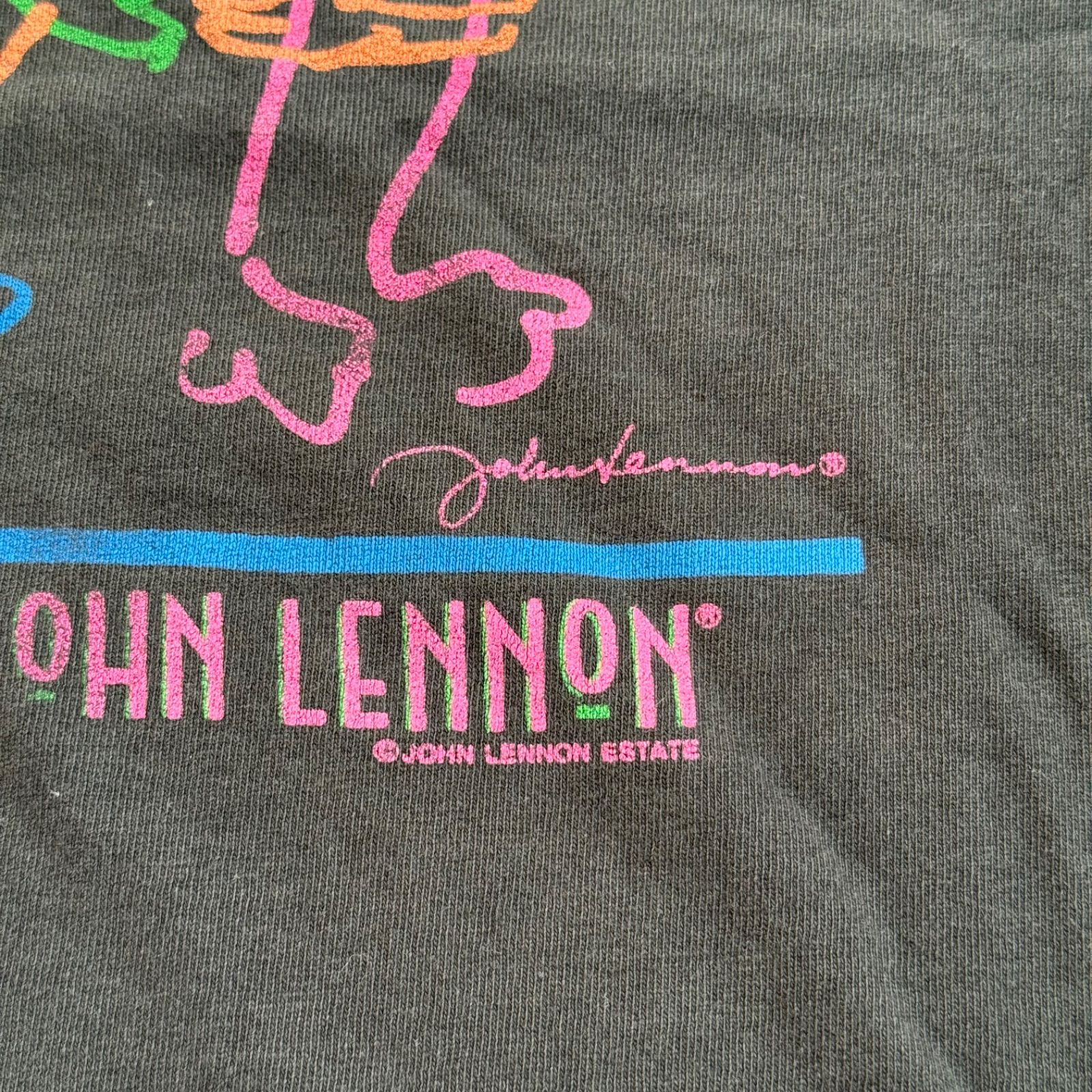 90s The Hug John Lennon USA製 ジョンレノン アートTシャツ 墨黒