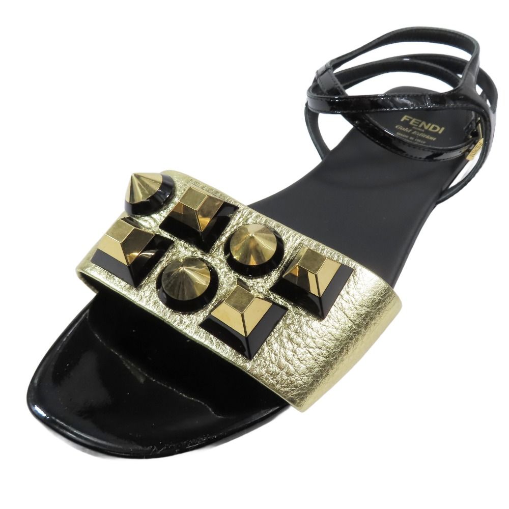 未使用 FENDI フェンディ サンダル アンクルストラップ ピラミッド 