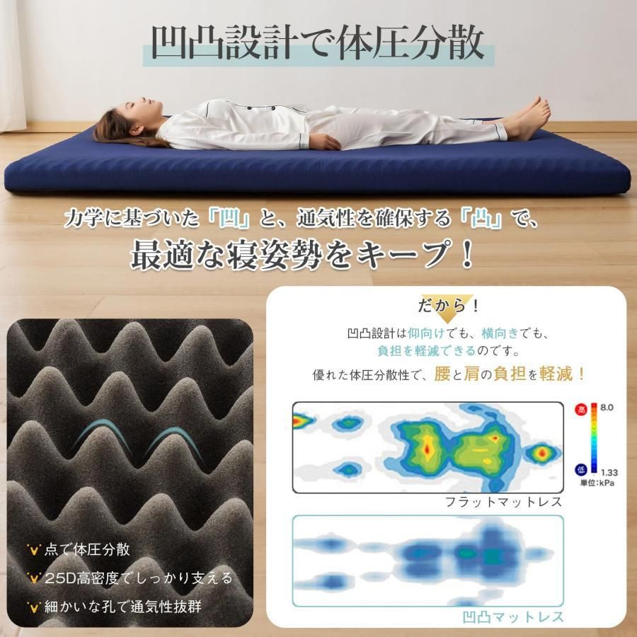 Mensu 高反発マットレス シングル 極厚10cm ベットマット 凹凸