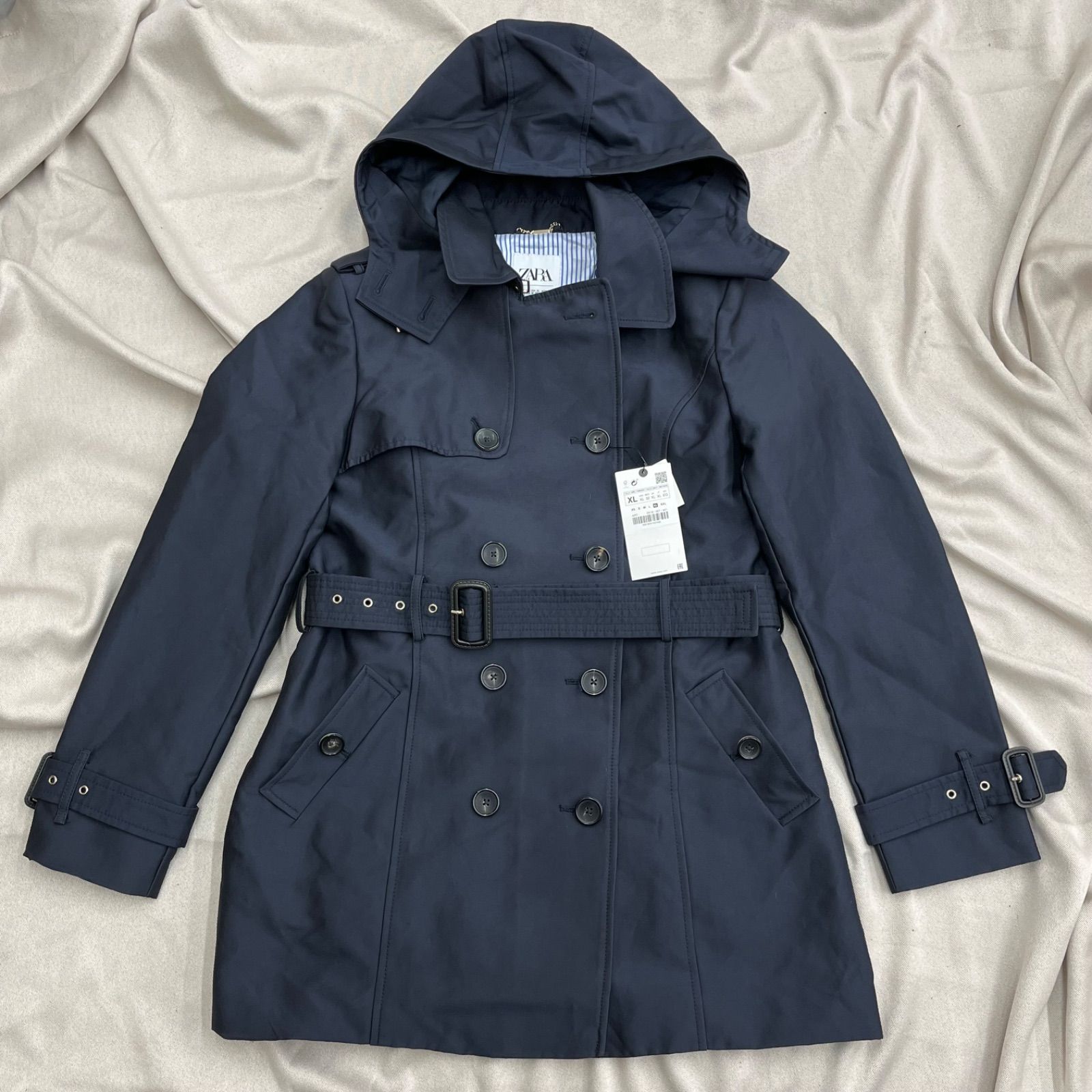 未使用】 ZARA ザラ レディース トレンチコート ネイビー 紺色