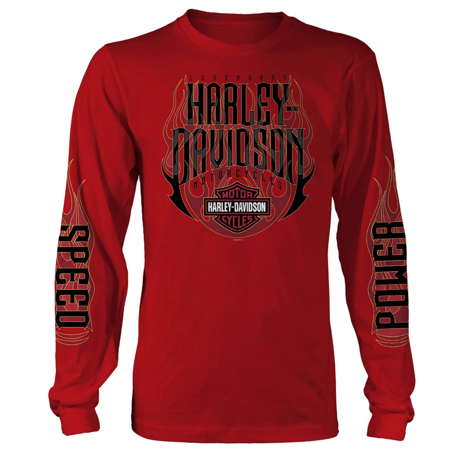 Harley-Davidson ハーレーダビッドソン ミリタリー - メンズ 長袖 レッド グラフィック Tシャツ - アヴィアーノ エアベース | ホットライド US サイズ Medium レッド M