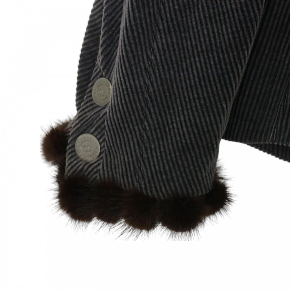 シャネル アウター レディース コーデュロイ ファー ジャケット ココ  