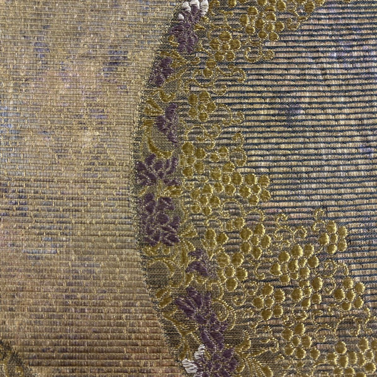 瓶郡色　花唐草　袋帯 袋帯 美品 秀品 花唐草 金糸 青 全通 正絹｜中古・古着