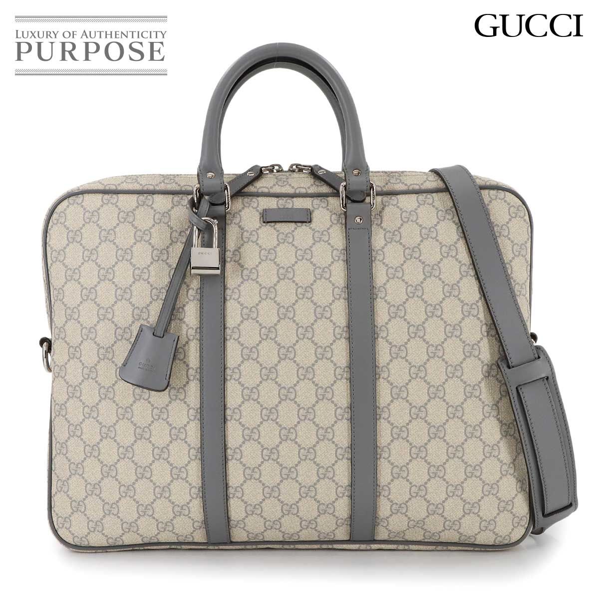 グッチ GUCCI GGスプリーム 2way ブリーフケース ビジネス ショルダー バッグ レザー ベージュ グレー 208463 90280824
