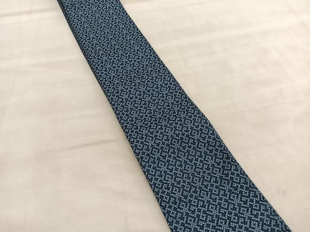 平和屋着物○男性 本場筑前博多織 角帯 格子柄 肌色 正絹 逸品 未使用