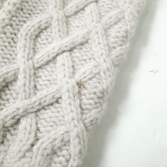 Drawer ウール配色クルーネックニット Drawer ドゥロワー ウールカシミヤ ケーブルクルーネックニット