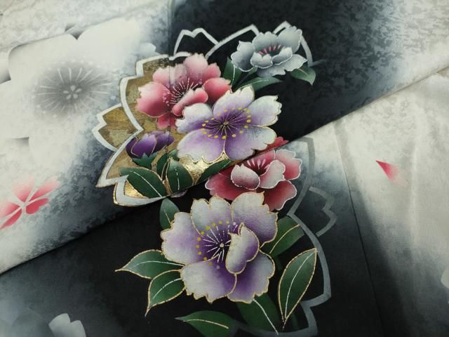 平和屋着物○豪華振袖 草花文 暈し染め 金彩 正絹 逸品 DAAW5745ud