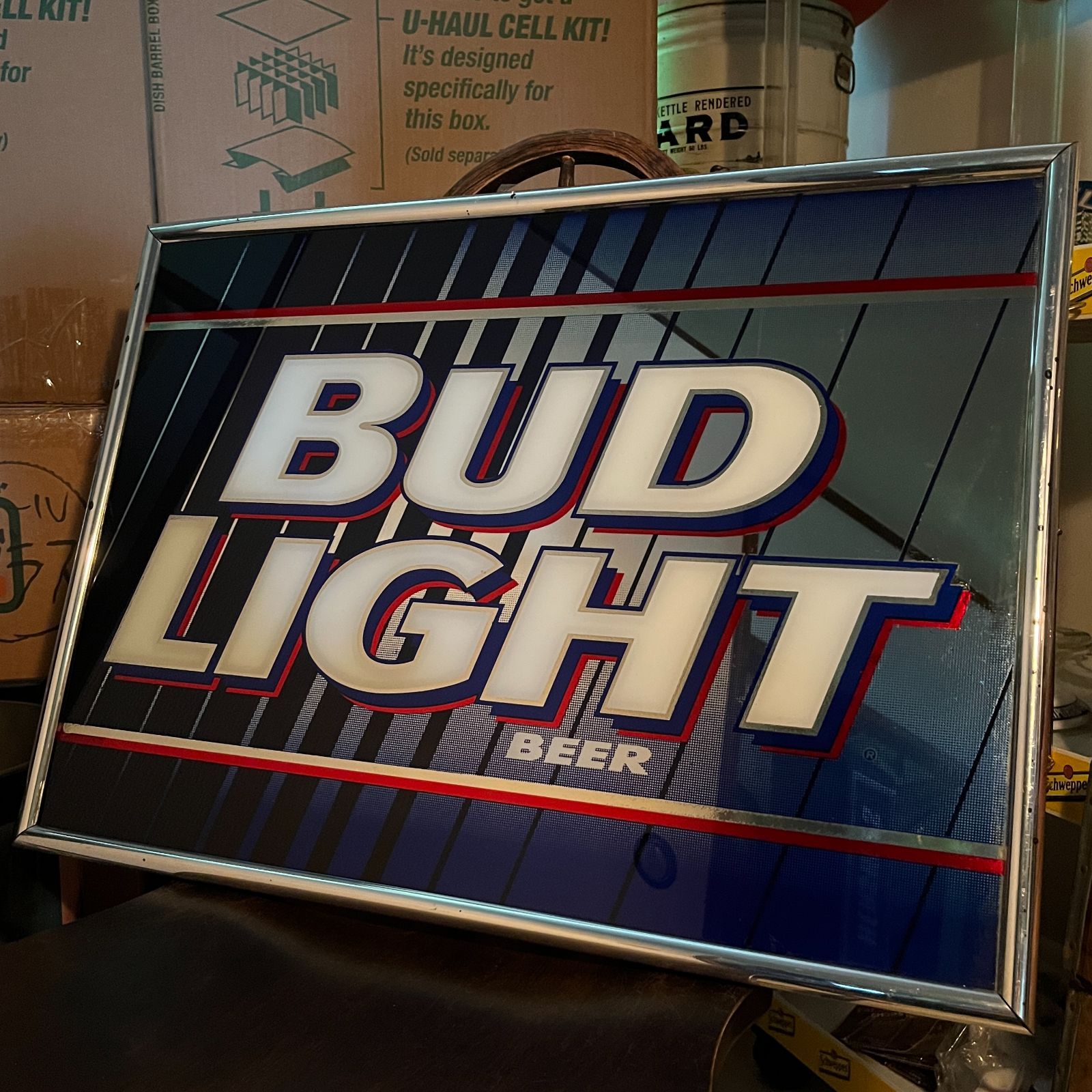 バドライト BudLight 鏡 ミラー 美品 木製フレーム ビンテー IE8I パブミラー】希少！ 