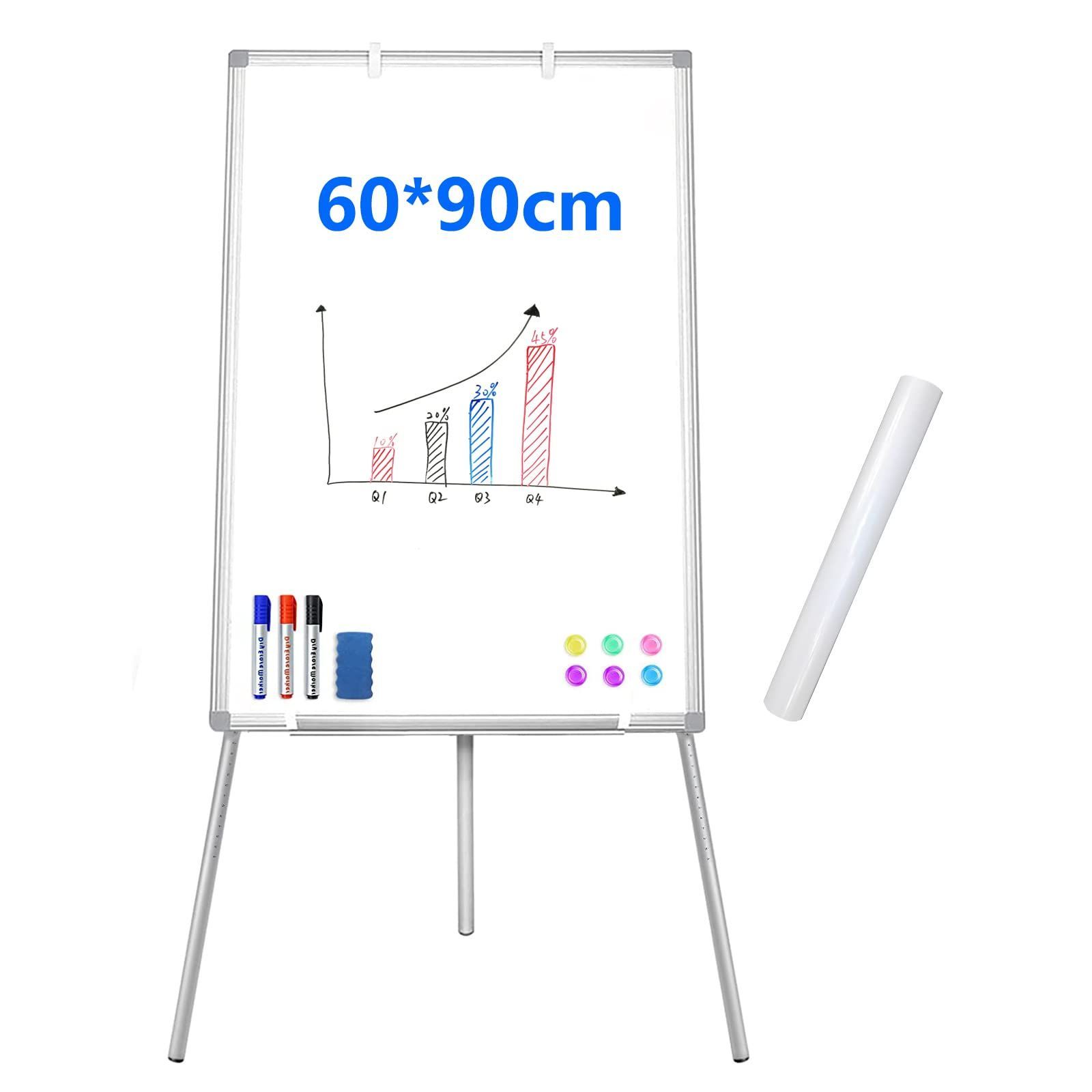 Putenahoto ホワイトボード 三脚 イーゼル型ホワイトボード 60*90cm 磁気吸着式 折りたたみ式 高さ調節可能 事務 ティーチング 家庭用に最適 大人も子どもも使用可能 無料付属品 ホワイトボード
