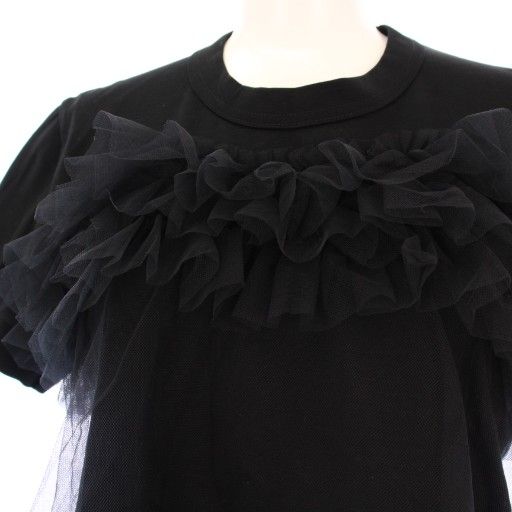  ノワールケイニノミヤ kei ninomiya AD 2025 Tシャツ カットソー 半袖 レース フリル S 黒 3 N-T 018 TK 半袖(Tシャツ) Tシャツ カットソー