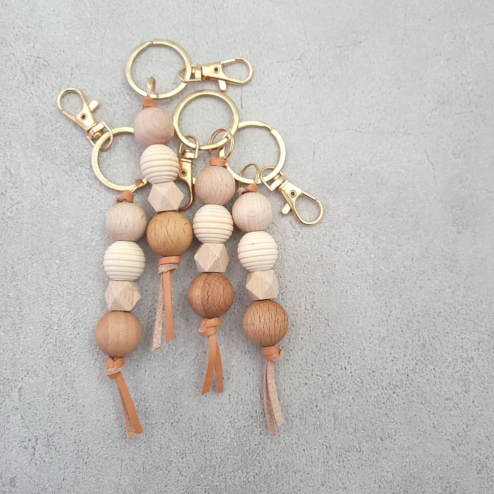 wood beads key ring ウッドビーズ キーリング