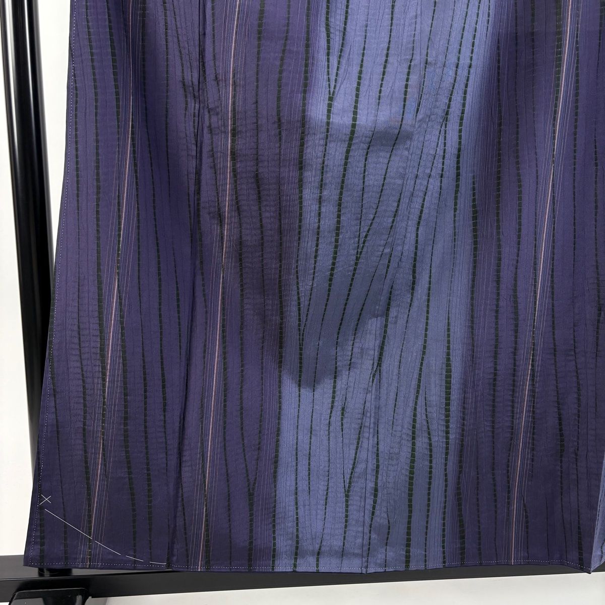 小紋 身丈159cm 裄丈63cm S 袷 名古屋帯セット 紬地 縞 絞り 濃紫 正絹 秀品