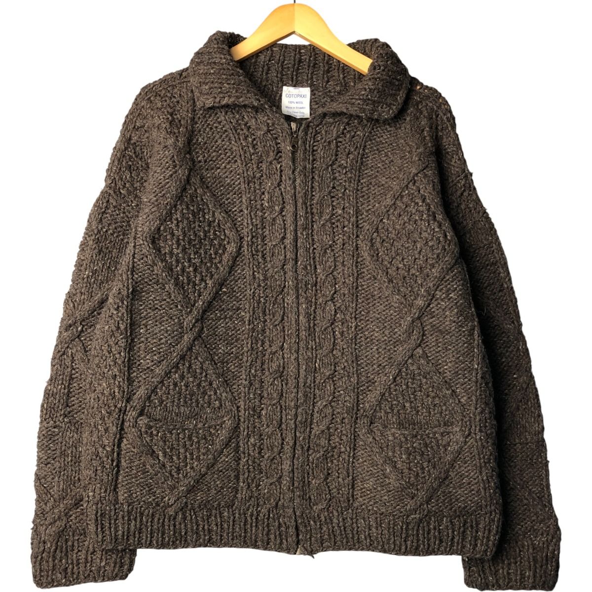 古着 COTOPAXI 総柄 ダイヤ柄 襟付き エクアドルニットジップセーター エクアドル製 メンズL相当 ヴィンテージ|eaa594393
