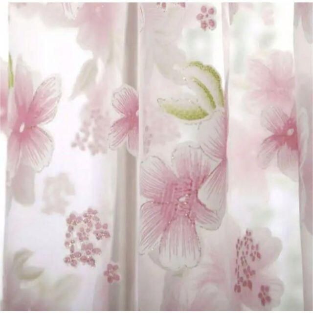 B品剥げ有 桜 さくら のれん 2枚セット レース カーテン 春 花